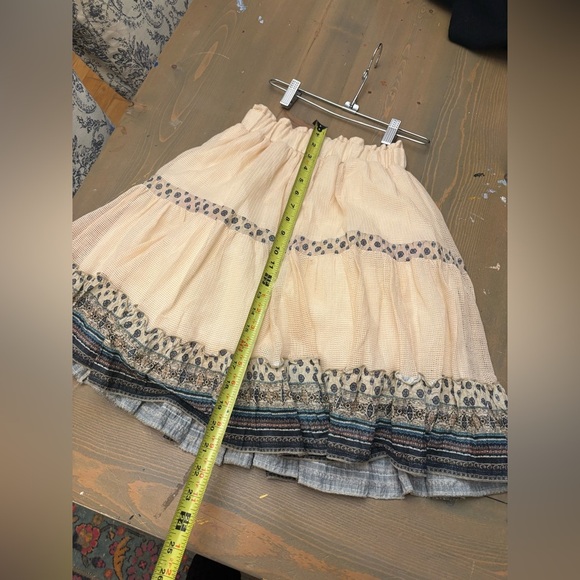 Vintage Fairy Core Bohemian Cream and Blue Patterned Skirt Size Small - Picture 6 of 8